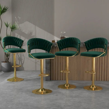 Modern Velvet Counter Bar Stools with Backs(Set of 4)