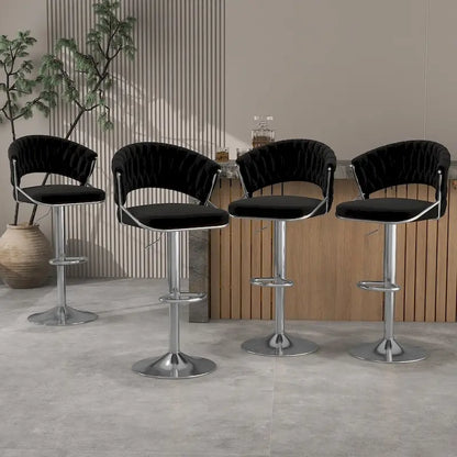 Modern Velvet Counter Bar Stools with Backs(Set of 4)
