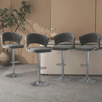 Modern Velvet Counter Bar Stools with Backs(Set of 4)