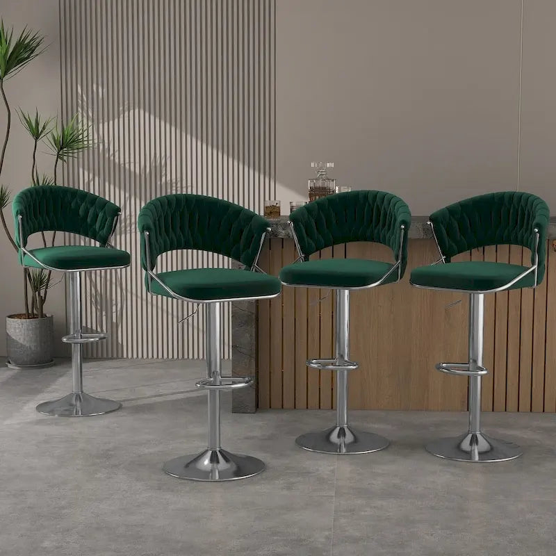 Modern Velvet Counter Bar Stools with Backs(Set of 4)