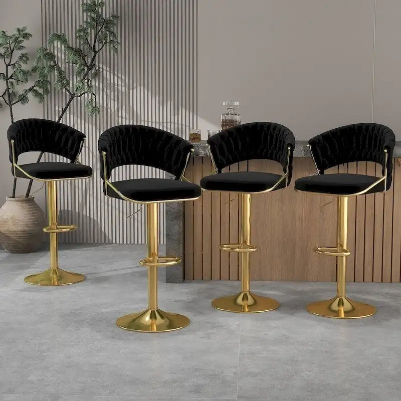 Modern Velvet Counter Bar Stools with Backs(Set of 4)