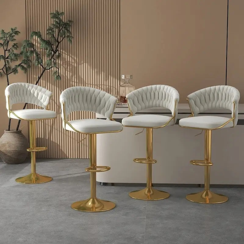 Modern Velvet Counter Bar Stools with Backs(Set of 4)