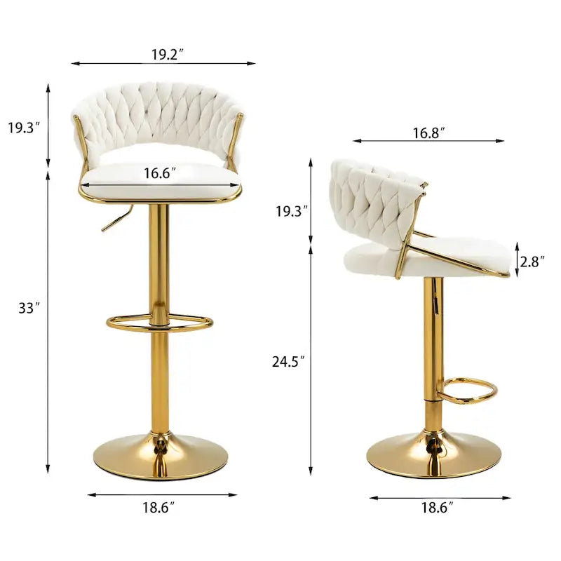 Modern Velvet Counter Bar Stools with Backs(Set of 4)