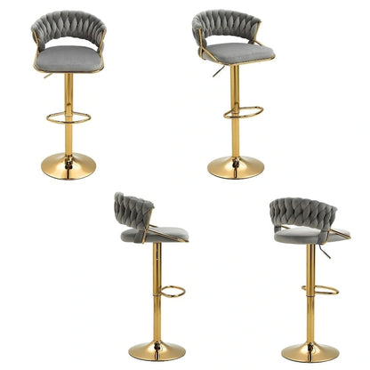 Modern Velvet Counter Bar Stools with Backs(Set of 4)