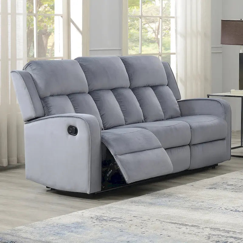 Dale Blue-grey Fabric Upholstered Reclining Sofa