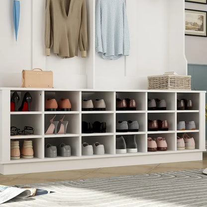 Large Hall Tree for Entryway Coat Rack Shoe Bench with Bottom Storage