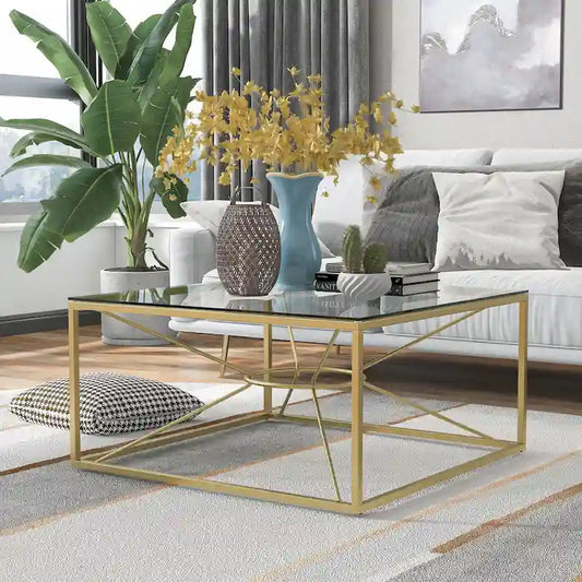 Taylan Glam Gold Coated 35-inch Steel and Glass Coffee Table by Furniture of America