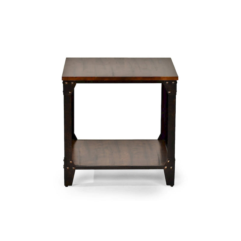 Steve Silver Fischer Solid Wood and Iron Rustic Square Side Table