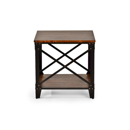 Steve Silver Fischer Solid Wood and Iron Rustic Square Side Table