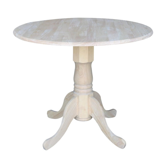 International Concepts Solid Wood Round 36-inch Drop-leaf Dining Table - Unfinished