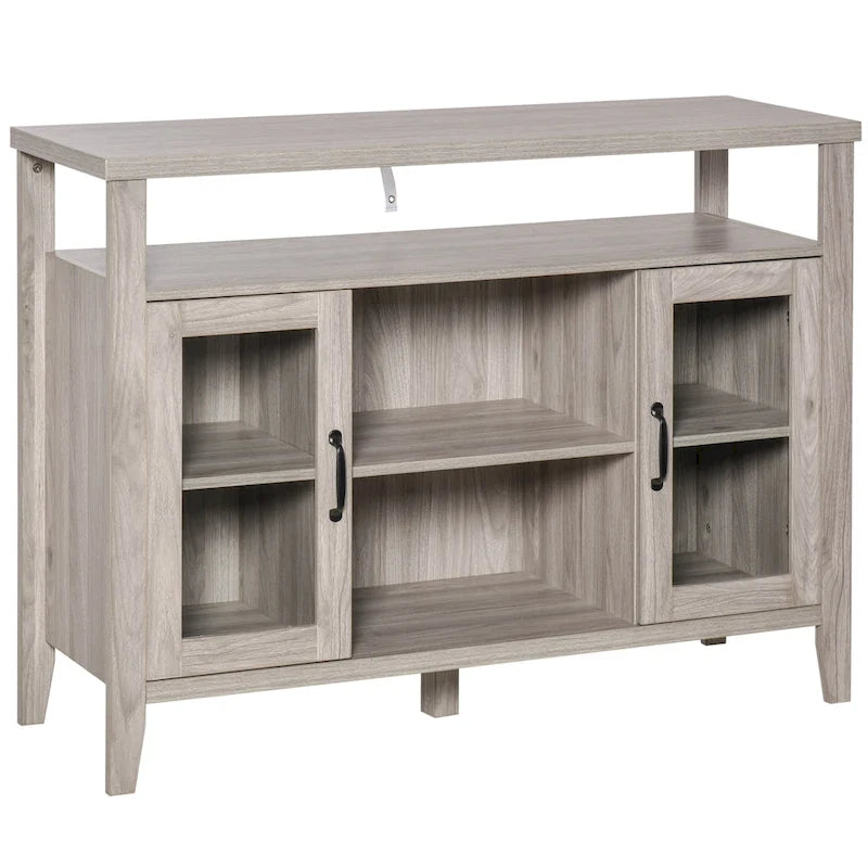 HOMCOM Farmhouse Sideboard Buffet Cabinet, Coffee Bar Cabinet with Storage Shelves, Kitchen Cabinet with 2 Framed Glass Doors