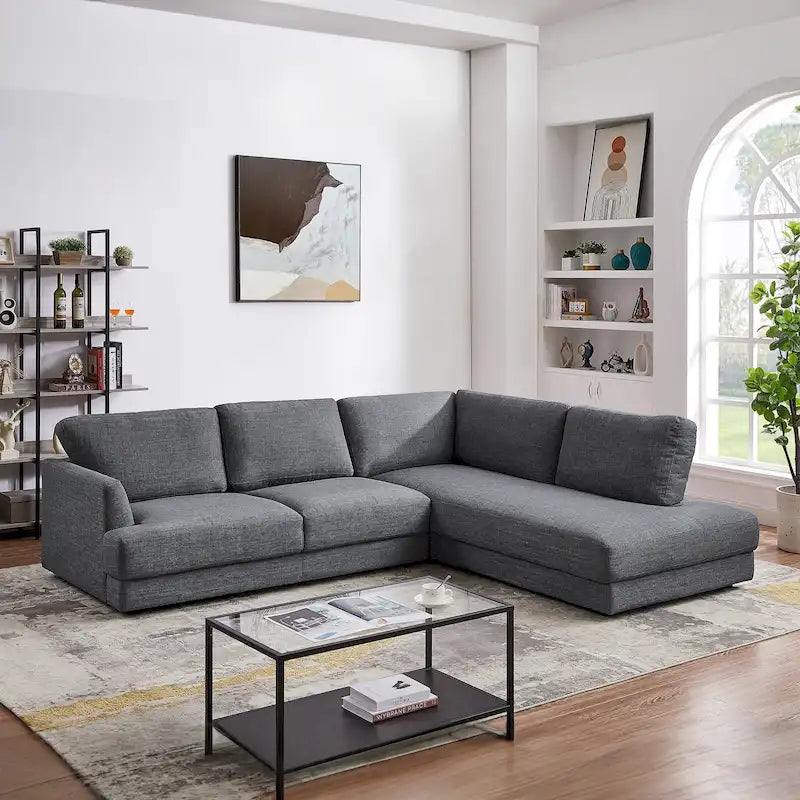 Gloria Mid-century Modern Cozy Sectional Linen Sofa