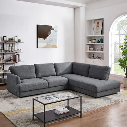 Gloria Mid-century Modern Cozy Sectional Linen Sofa
