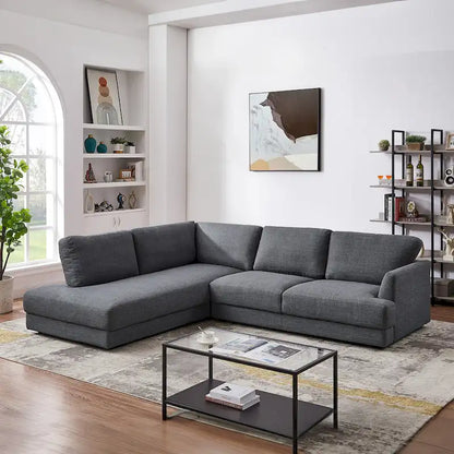 Gloria Mid-century Modern Cozy Sectional Linen Sofa
