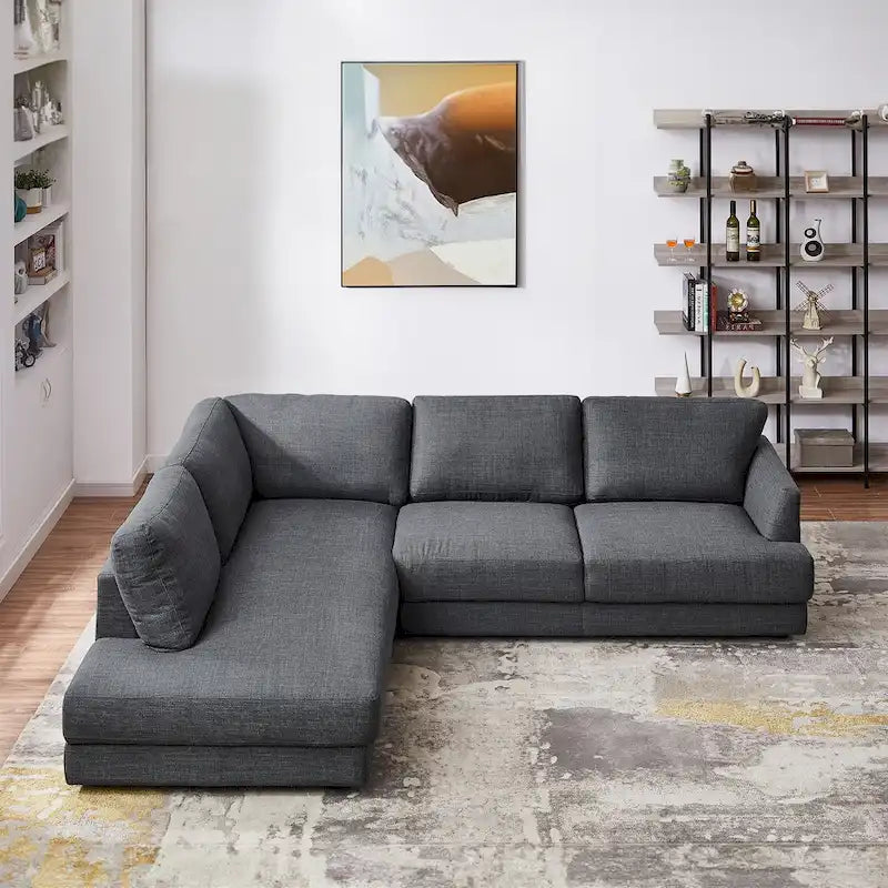 Gloria Mid-century Modern Cozy Sectional Linen Sofa