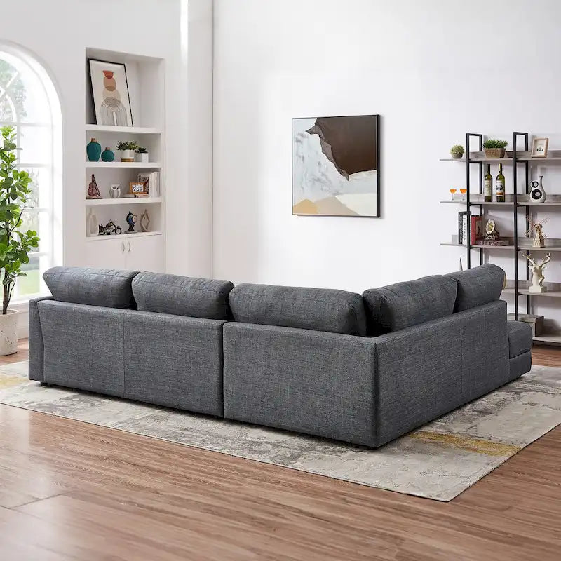 Gloria Mid-century Modern Cozy Sectional Linen Sofa