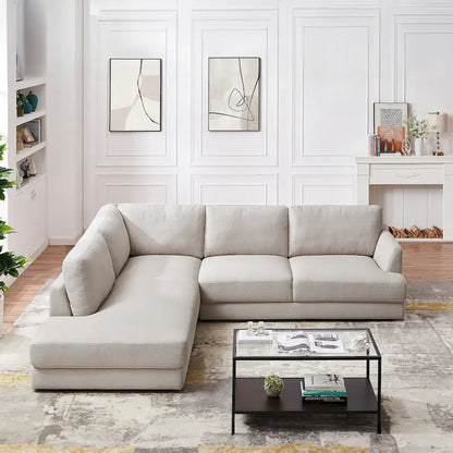 Gloria Mid-century Modern Cozy Sectional Linen Sofa