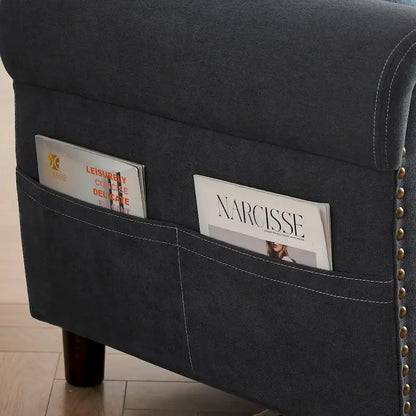 4 Seater L Shaped Reversible Nailed Sectional Sofa with Storage Ottoman