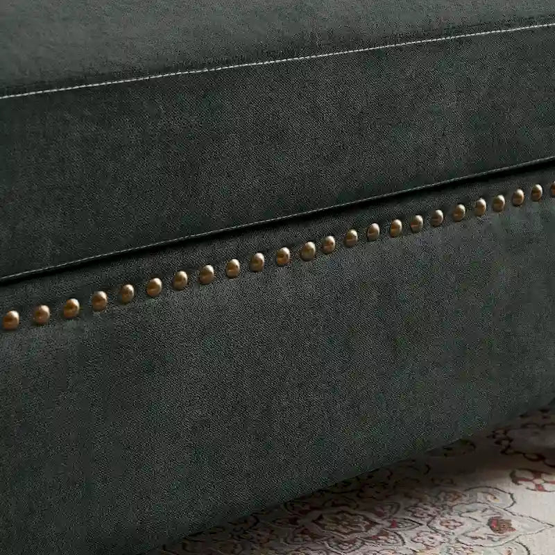 4 Seater L Shaped Reversible Nailed Sectional Sofa with Storage Ottoman