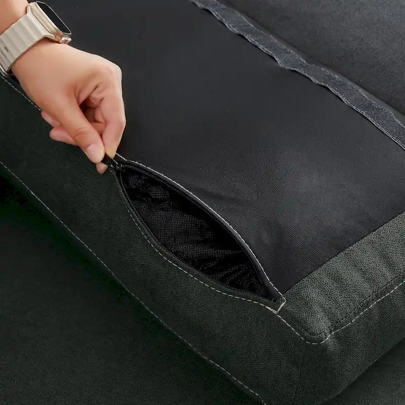 4 Seater L Shaped Reversible Nailed Sectional Sofa with Storage Ottoman