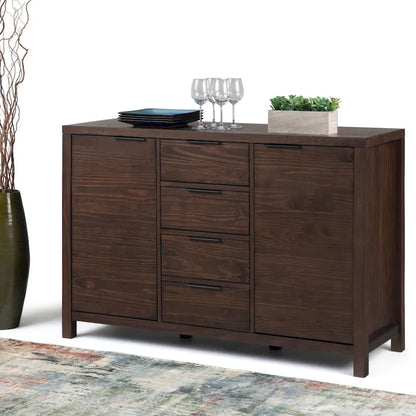 WYNDENHALL Fabian SOLID WOOD 54 inch Wide Contemporary Sideboard Buffet - 18 D x 54 W x 36 H