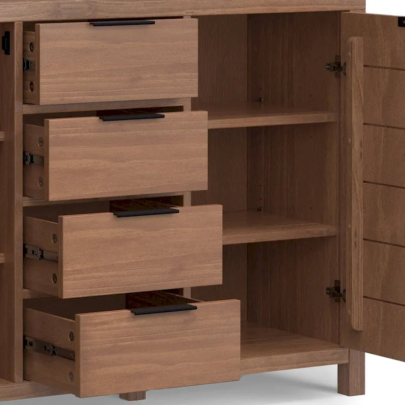 WYNDENHALL Fabian SOLID WOOD 54 inch Wide Contemporary Sideboard Buffet - 18 D x 54 W x 36 H