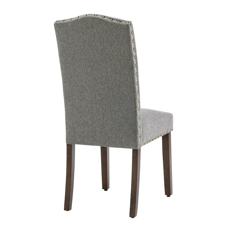 Fabric Upholstered Tufted High Back Dining Chairs with Nailhead Trim Set of 2