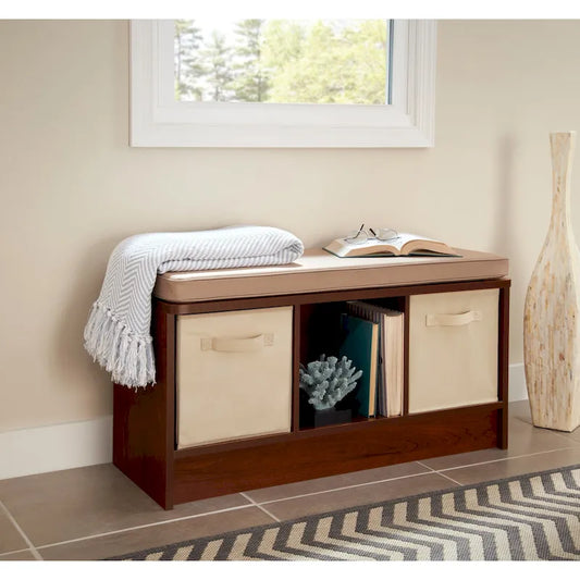 Porch & Den Southbrook 3-cube Storage Bench with Tan Cushion