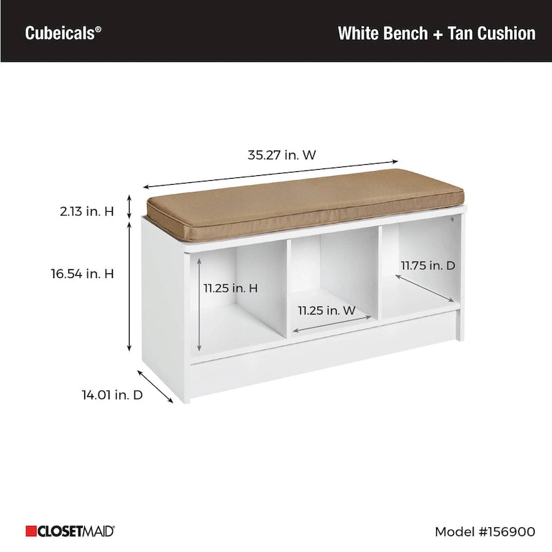 Porch & Den Southbrook 3-cube Storage Bench with Tan Cushion