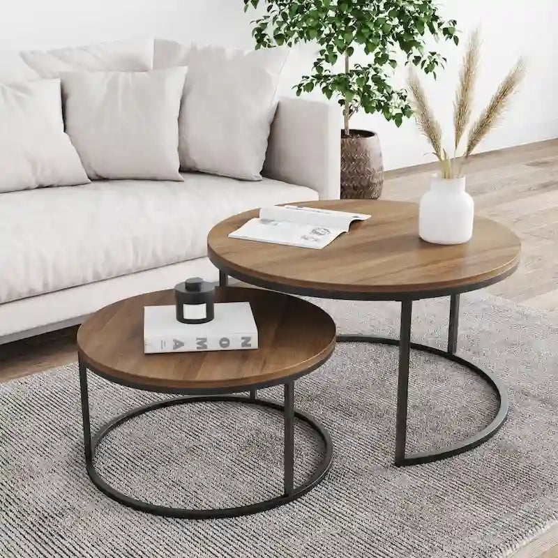 Nathan James Stella Round Nesting Coffee Table Set of 2