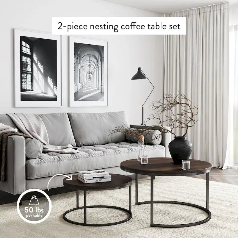 Nathan James Stella Round Nesting Coffee Table Set of 2