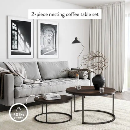 Nathan James Stella Round Nesting Coffee Table Set of 2