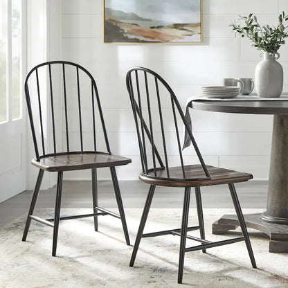 Simple Living Milo Mixed Media Spindle Dining Chairs (Set of 2)