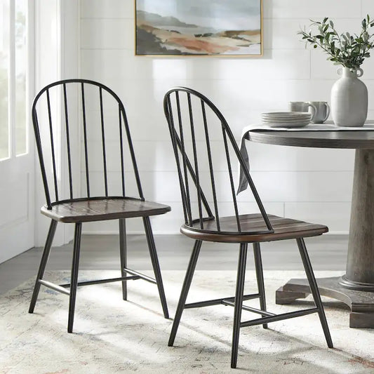 Simple Living Milo Mixed Media Spindle Dining Chairs (Set of 2)