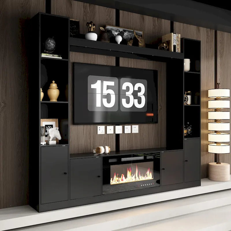 TV Stand/Electric Fireplace Ensemble Cozy Stylish Living Room Solution