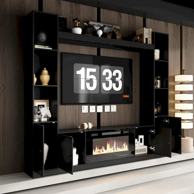 TV Stand/Electric Fireplace Ensemble Cozy Stylish Living Room Solution