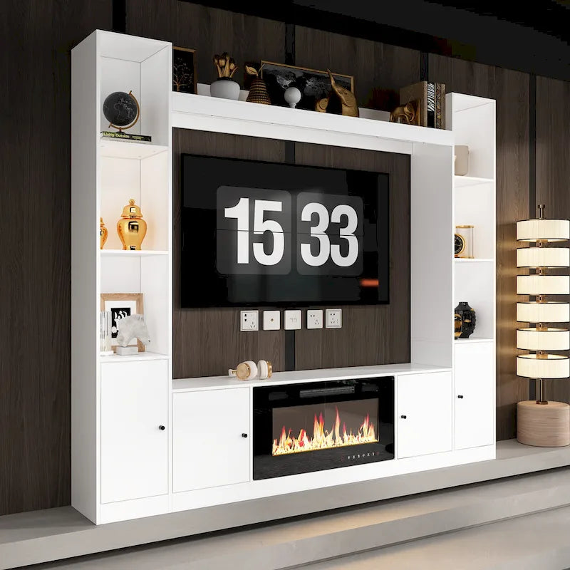 TV Stand/Electric Fireplace Ensemble Cozy Stylish Living Room Solution