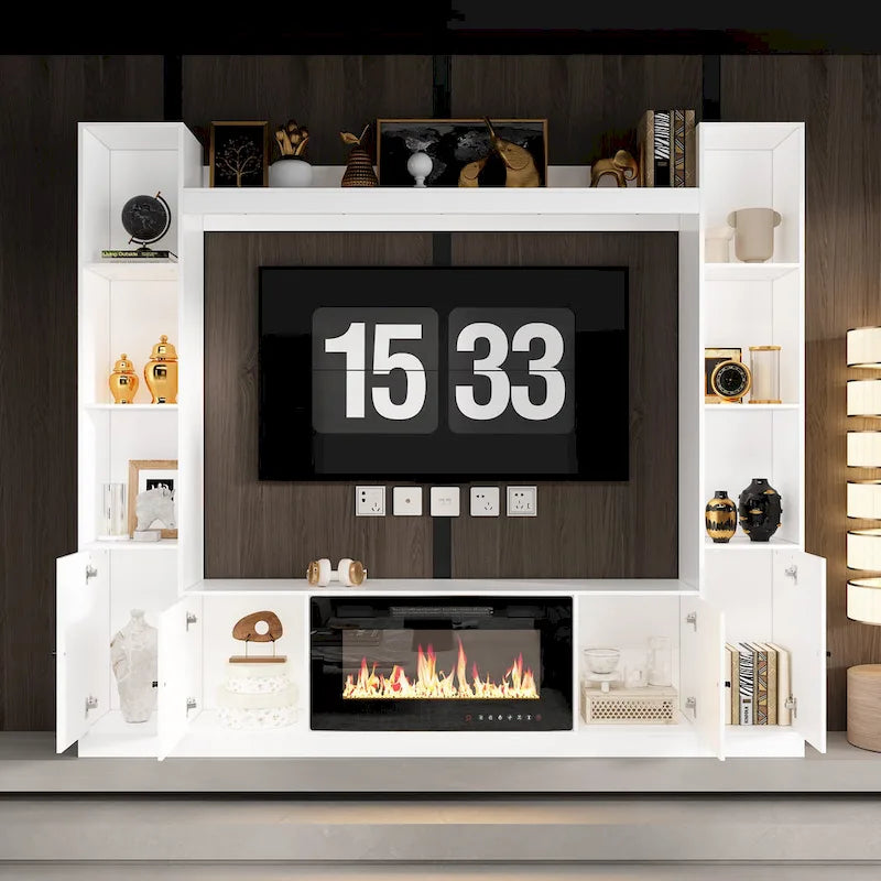 TV Stand/Electric Fireplace Ensemble Cozy Stylish Living Room Solution