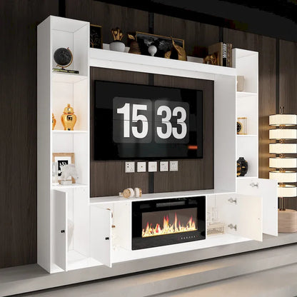 TV Stand/Electric Fireplace Ensemble Cozy Stylish Living Room Solution