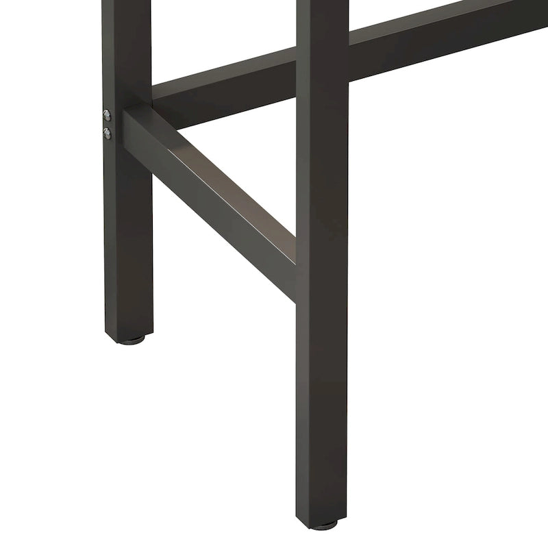 Counter Height Extra Long Dining Table Set with 3 Stools Pub Kitchen Set Side Table with Footrest