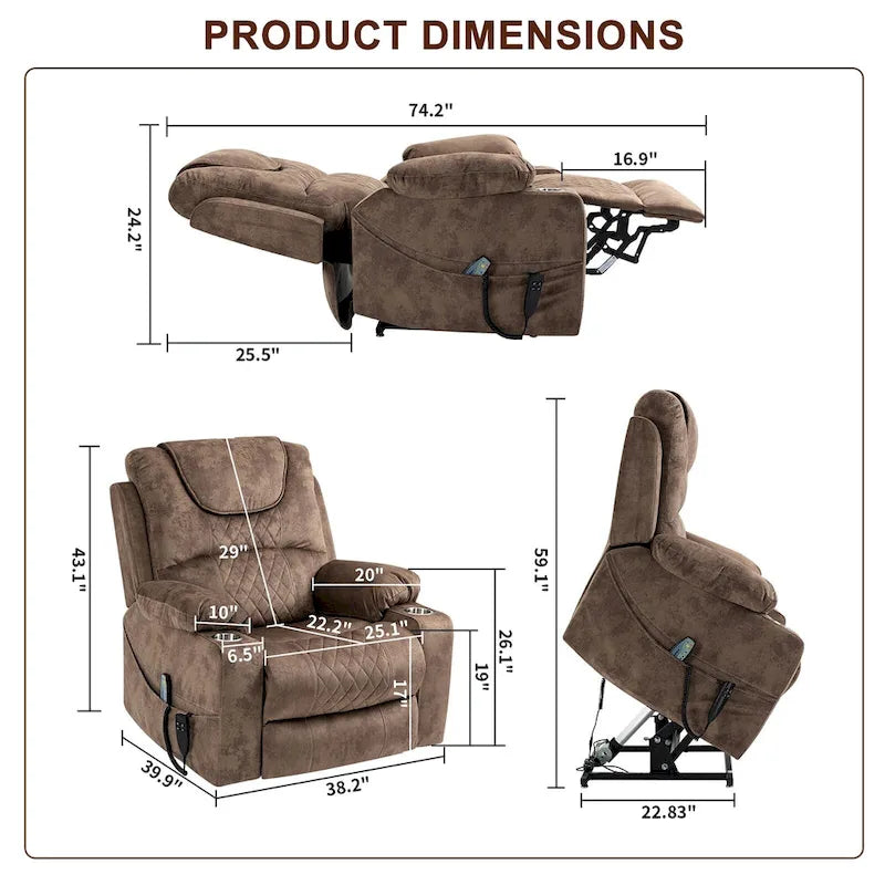 Upgraded Flagship Dual Motor Independent Control Oversized 180 Lay Flat Power Lift Recliner Chair