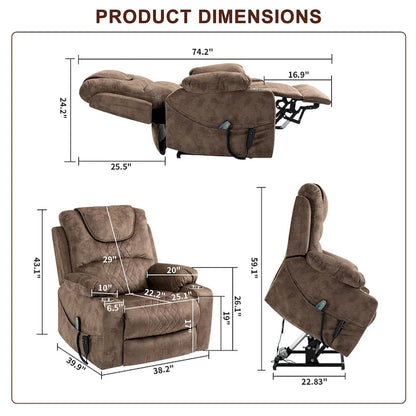 Upgraded Flagship Dual Motor Independent Control Oversized 180 Lay Flat Power Lift Recliner Chair