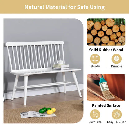 Entryway 40L Solid Wood Dining Bench with Spindle Back