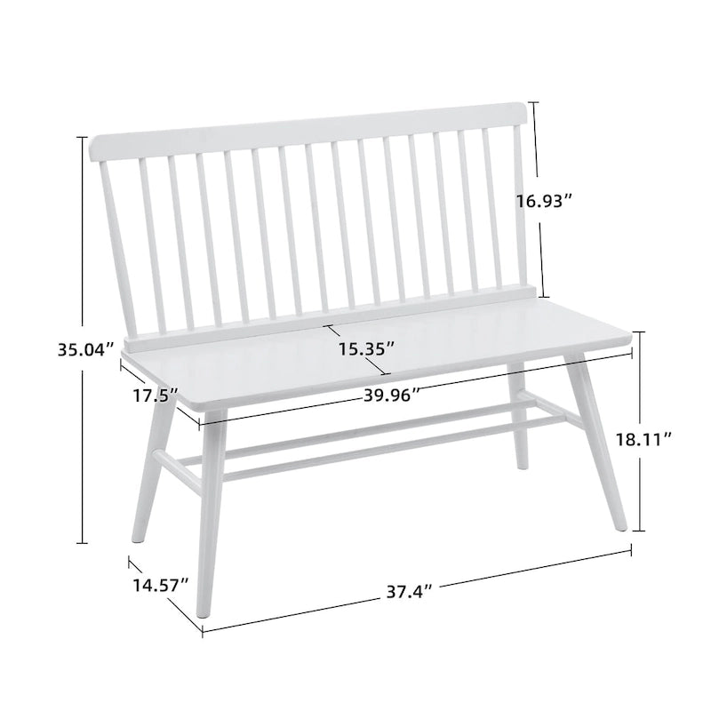 Entryway 40L Solid Wood Dining Bench with Spindle Back