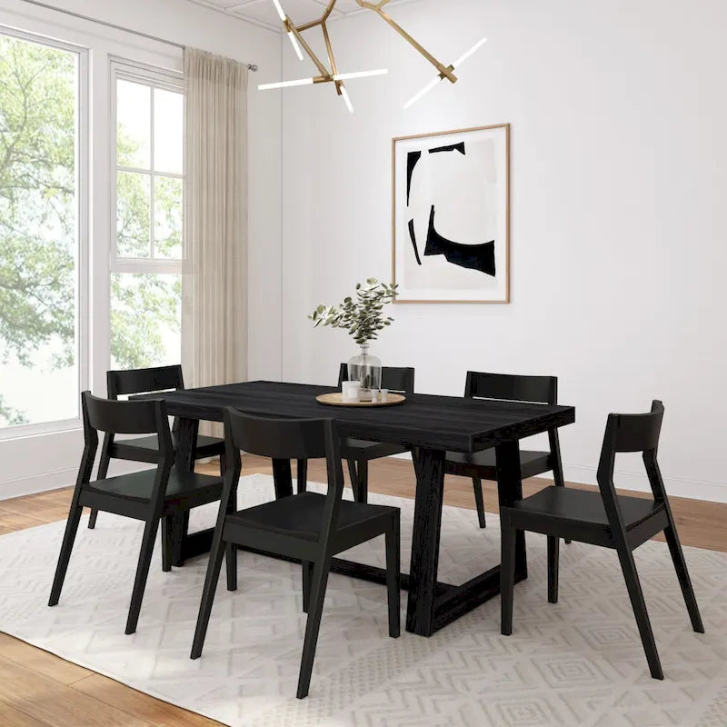 Plank and Beam 72 Classic Solid Wood Table and Chairs Dining Set