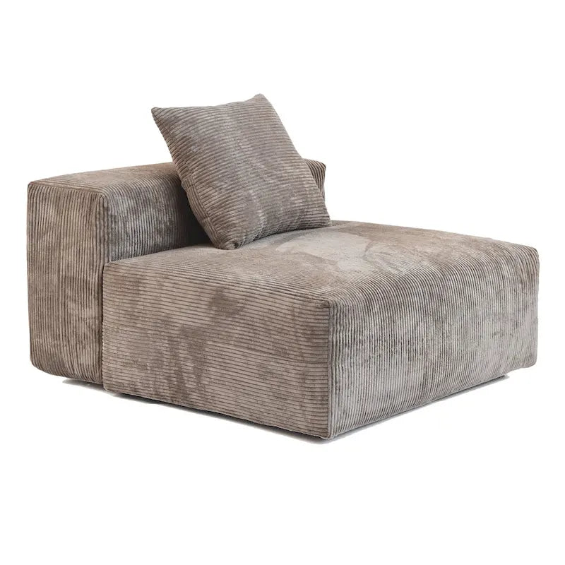 Large Modern Corduroy Fabric 3 Seats Sectional Sofa