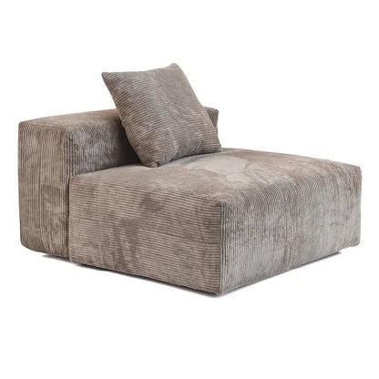 Large Modern Corduroy Fabric 3 Seats Sectional Sofa