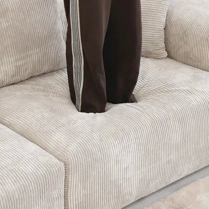 Large Modern Corduroy Fabric 3 Seats Sectional Sofa