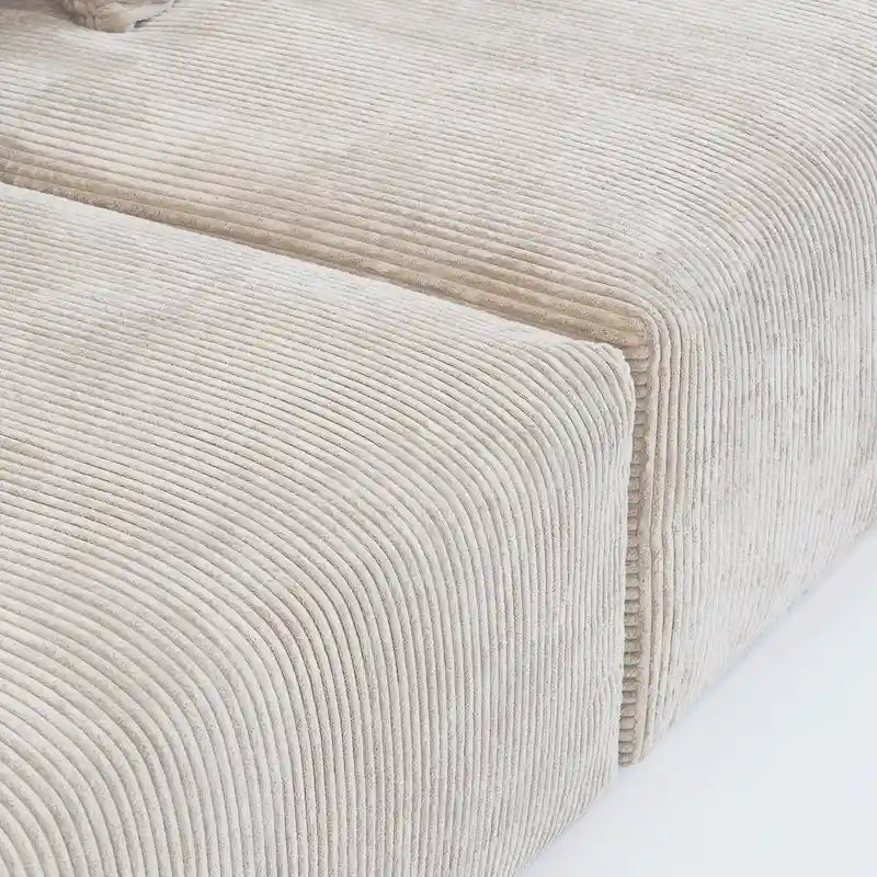 Large Modern Corduroy Fabric 3 Seats Sectional Sofa