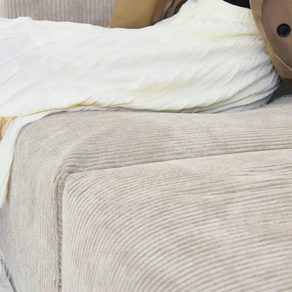 Large Modern Corduroy Fabric 3 Seats Sectional Sofa